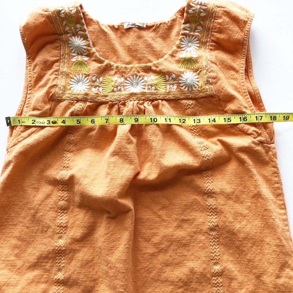 FAHERTY Luana Rhythm Orange Embroidered Sleeveless Shift Dress Womens Medium - Picture 7 of 8
